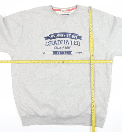 Mens UK Size XL Cotton Ridge Grey Pullover Sweatshirt
