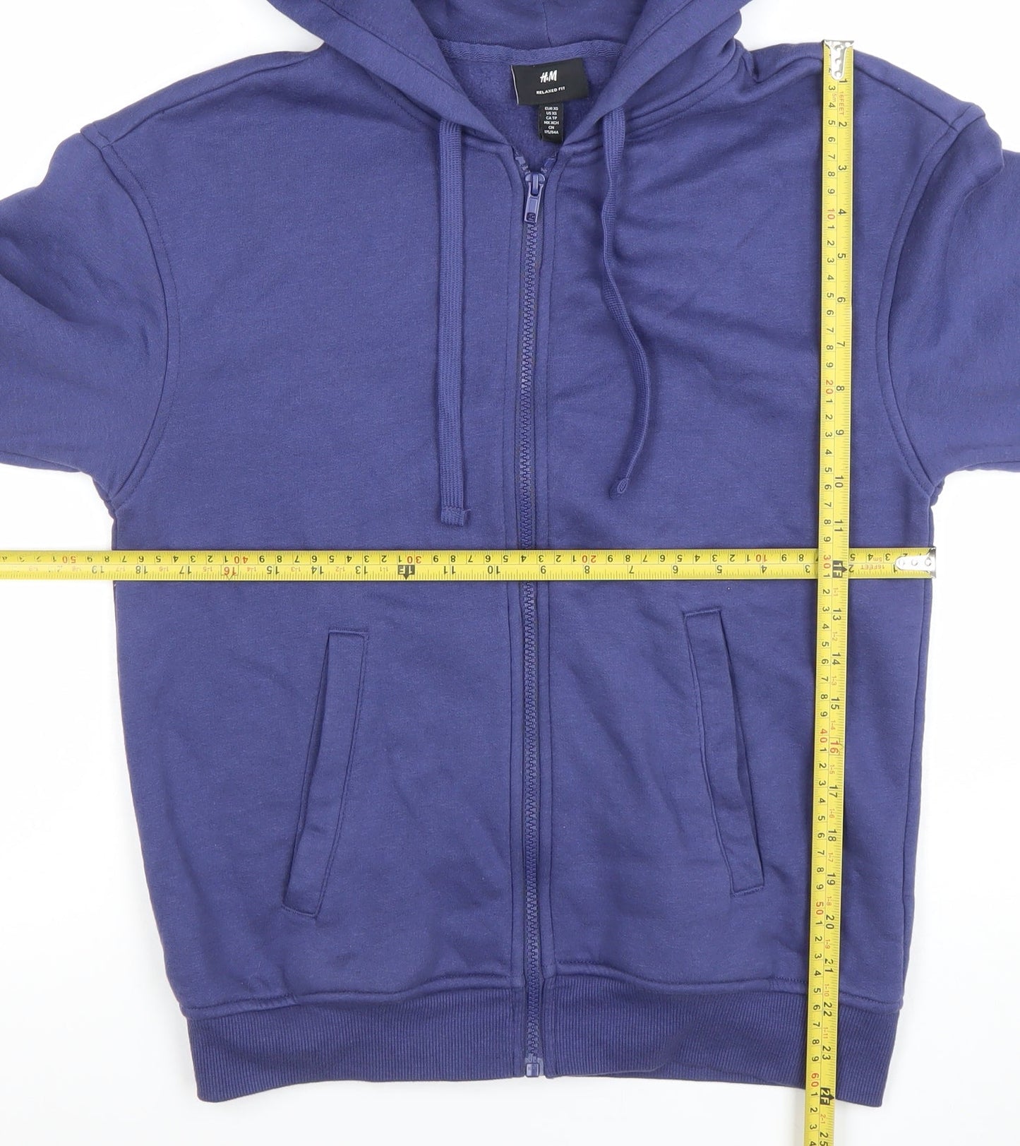 Mens UK Size XS H&M Blue Full Zip Hoodie