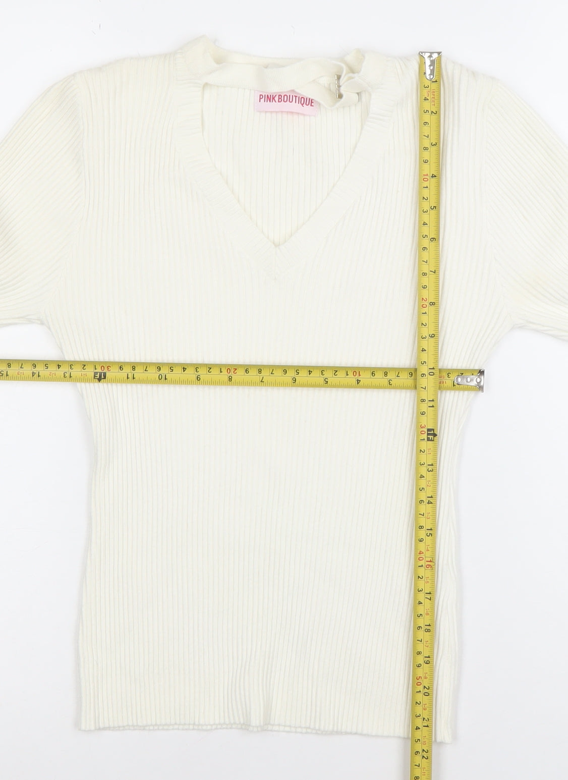 Womens UK Size L Pink Boutique Ivory Basic T-Shirt