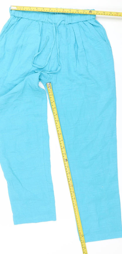 Womens UK Size 10 PACO Relaxed Fit Cropped Blue Trousers
