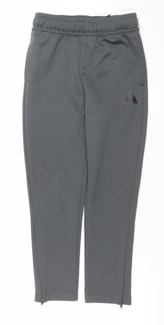 adidas Boys Grey 7-8 Years Athletic Activewear Training Joggers