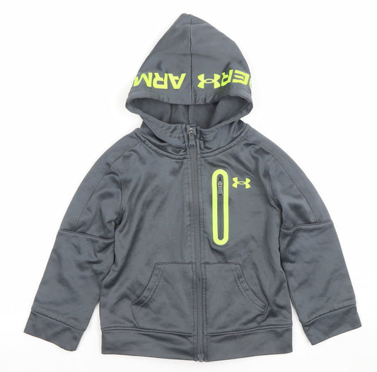 Boys UK Size 2-3 Years Under armour Grey Full Zip Hoodie