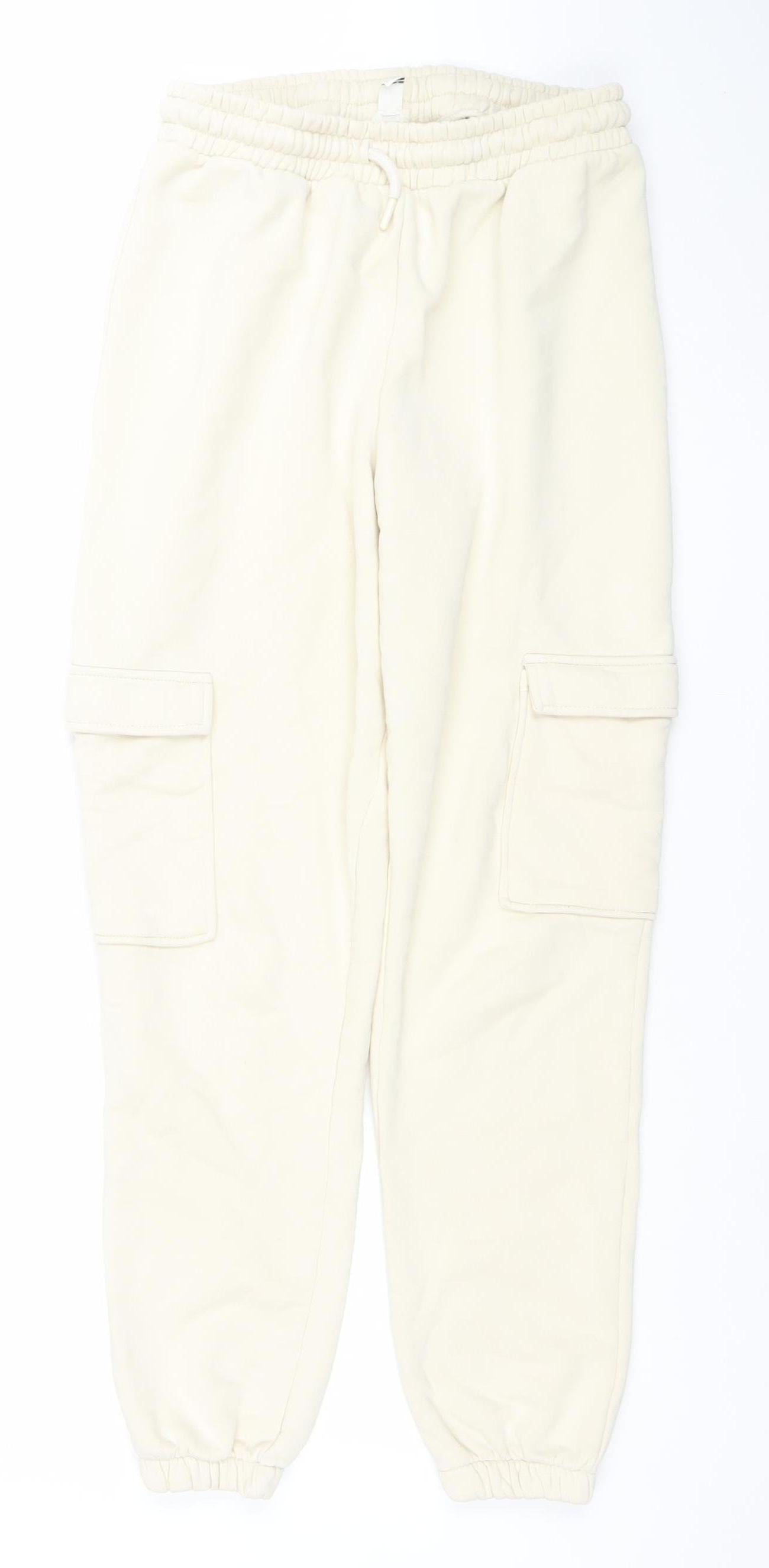 Womens UK Size S River Island Relaxed Fit Jogger Ivory Trousers