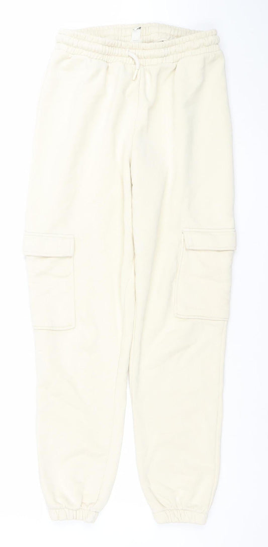 Womens UK Size S River Island Relaxed Fit Jogger Ivory Trousers