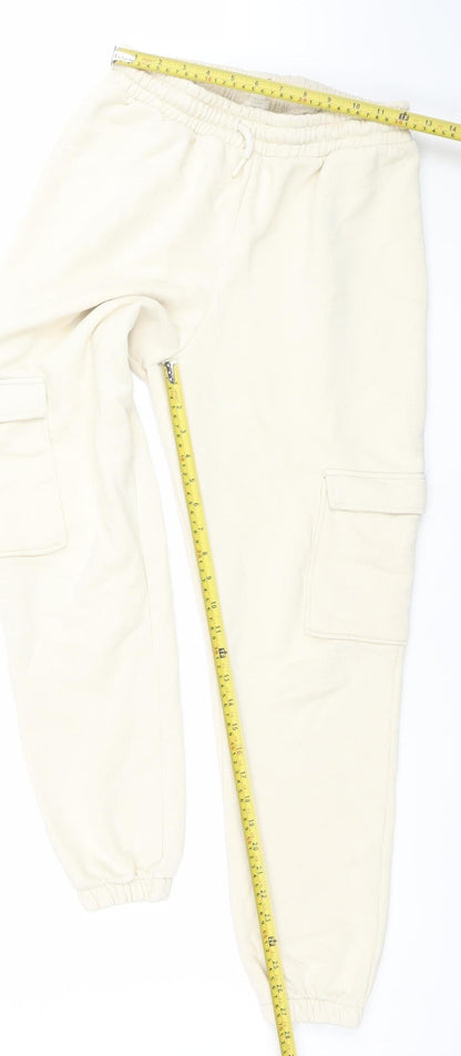 Womens UK Size S River Island Relaxed Fit Jogger Ivory Trousers