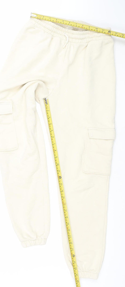 Womens UK Size S River Island Relaxed Fit Jogger Ivory Trousers