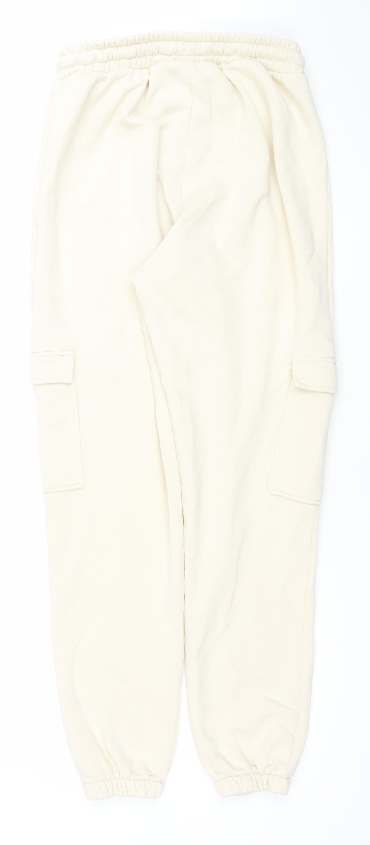 Womens UK Size S River Island Relaxed Fit Jogger Ivory Trousers