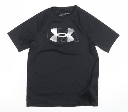 Under Armour Boys Black Graphic Logo Loose Fit Short Sleeve T-Shirt Size M
