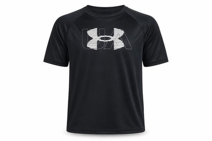 Under Armour Boys Black Graphic Logo Loose Fit Short Sleeve T-Shirt Size M