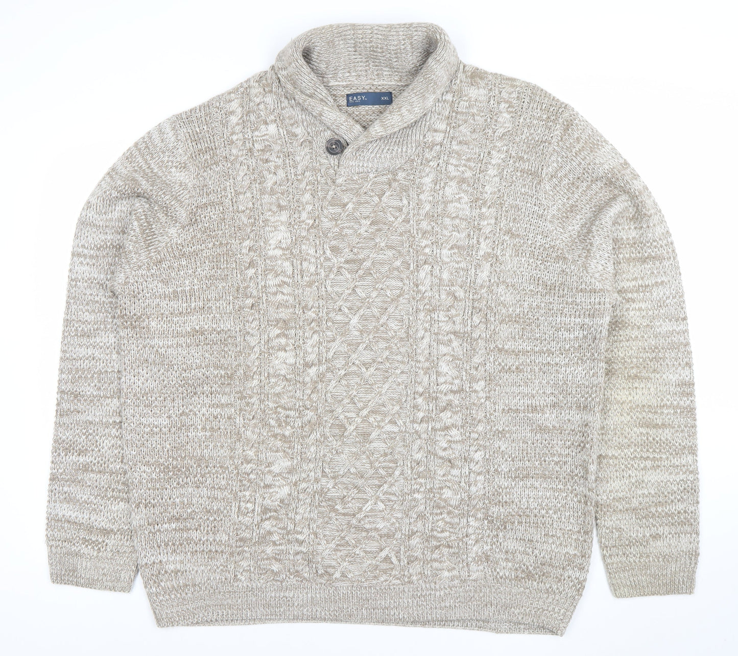 Mens UK Size 2XL Easy Beige Pullover Jumper