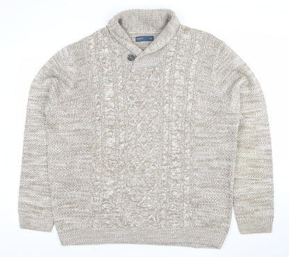 Mens UK Size 2XL Easy Beige Pullover Jumper