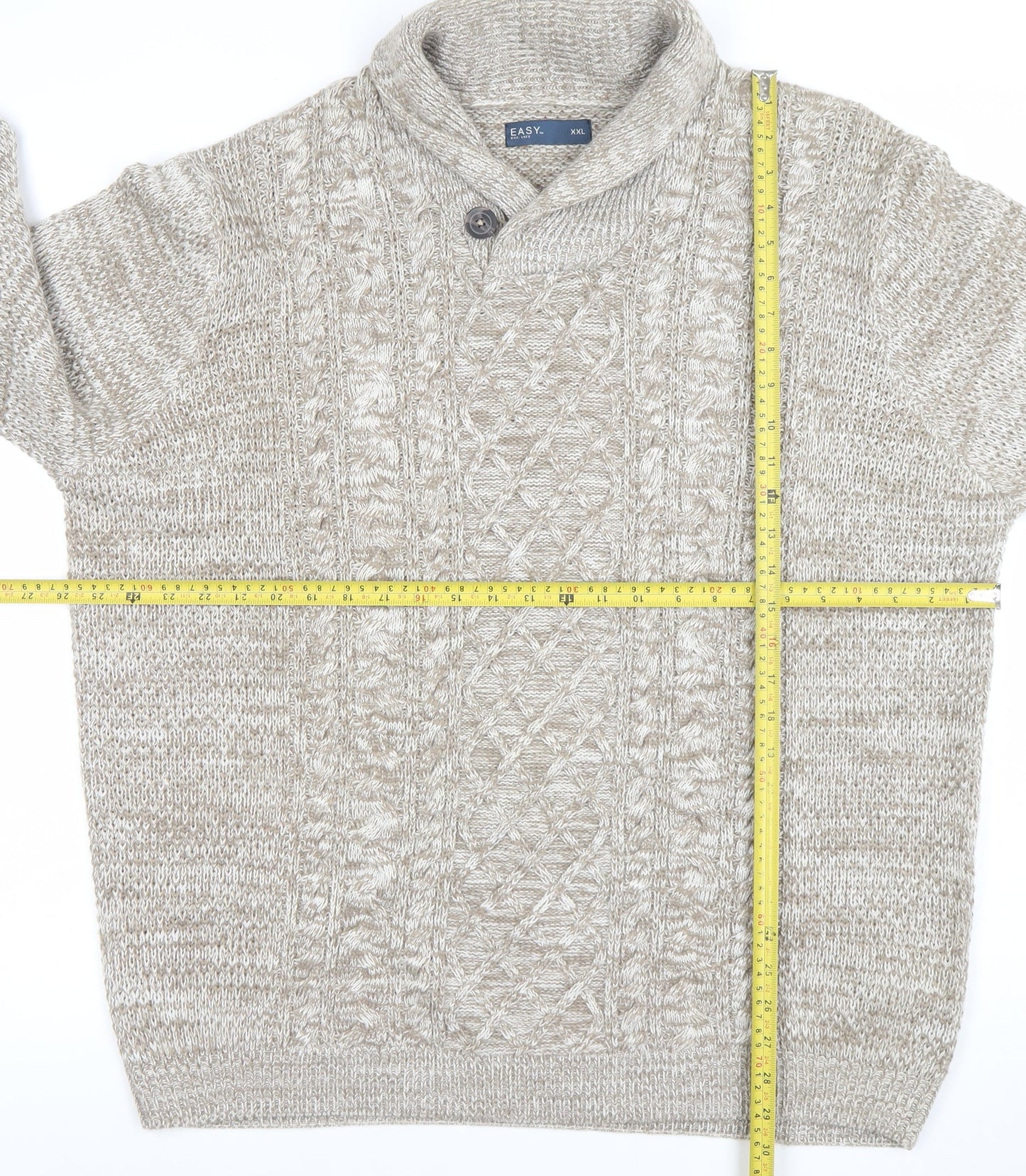 Mens UK Size 2XL Easy Beige Pullover Jumper