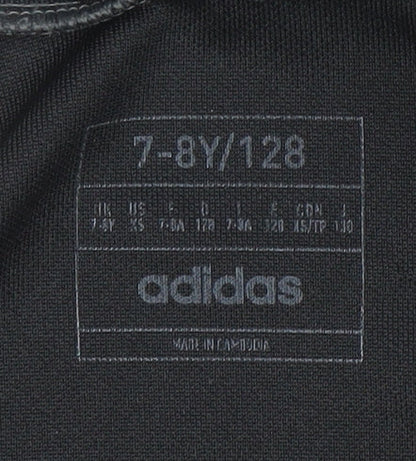 Boys UK Size 7-8 Years adidas Black Full Zip Hoodie
