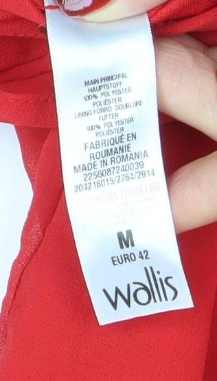 Womens UK Size 14 Wallis Red Tunic Blouse