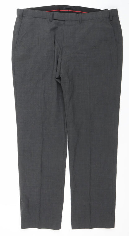 Mens UK Size 38 in Marks and Spencer Regular Fit Dress Pants Grey Trousers