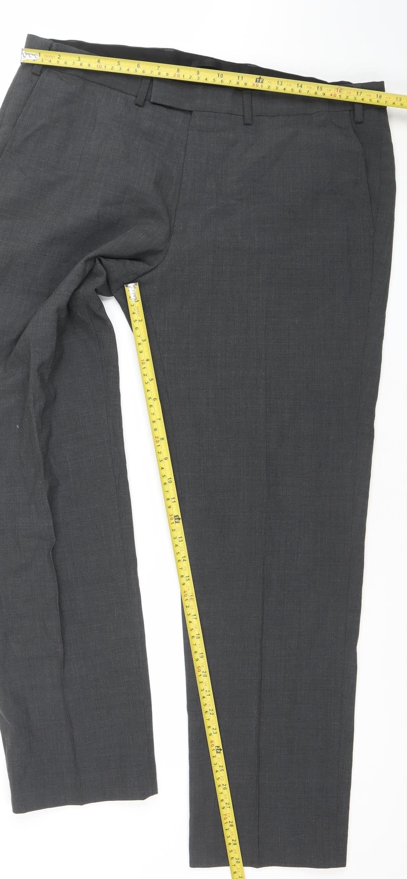Mens UK Size 38 in Marks and Spencer Regular Fit Dress Pants Grey Trousers