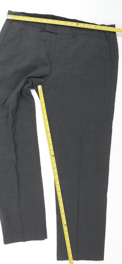 Mens UK Size 38 in Marks and Spencer Regular Fit Dress Pants Grey Trousers