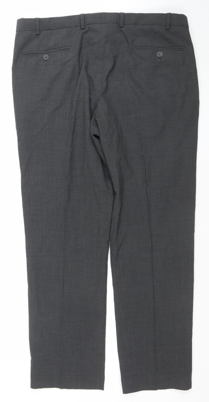 Mens UK Size 38 in Marks and Spencer Regular Fit Dress Pants Grey Trousers