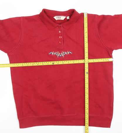 Womens UK Size 14/16 EWM Red Henley Sweatshirt