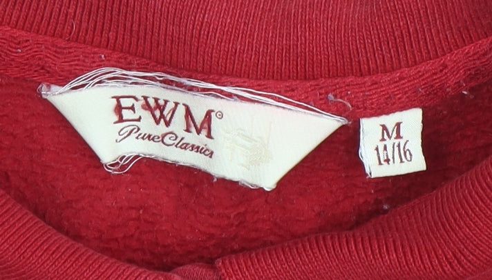 Womens UK Size 14/16 EWM Red Henley Sweatshirt