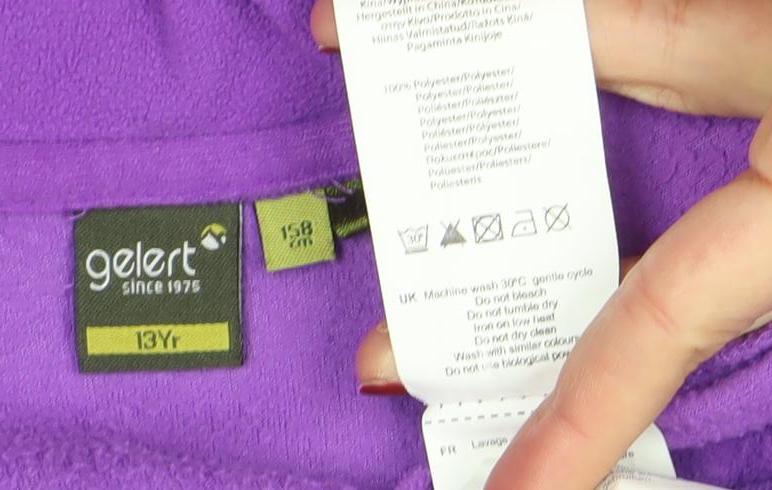 Gelert Girls Purple Fleece 1/4 Zip Sweatshirt 13-14 Years Outdoor Layer