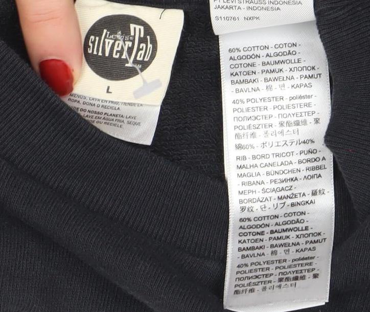 Womens UK Size L Levi’s SilverTab Black Pullover Sweatshirt