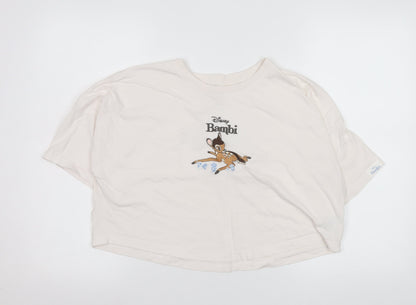 Primark Disney Bambi Women's Ivory Cropped T-Shirt Size S