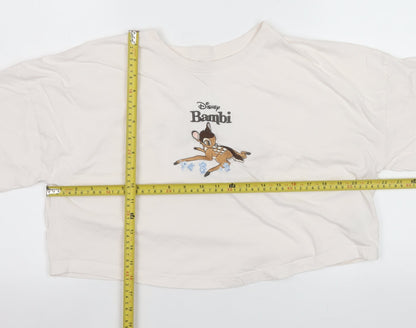 Primark Disney Bambi Women's Ivory Cropped T-Shirt Size S