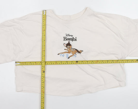 Primark Disney Bambi Women's Ivory Cropped T-Shirt Size S