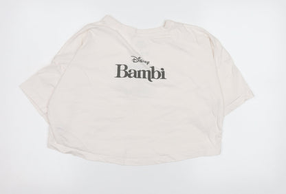 Primark Disney Bambi Women's Ivory Cropped T-Shirt Size S