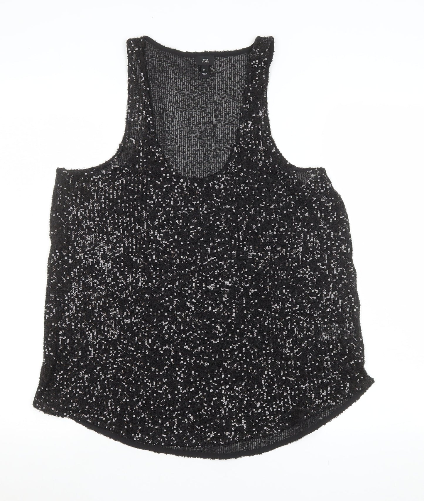 Womens UK Size 14 River Island Black Camisole Tank
