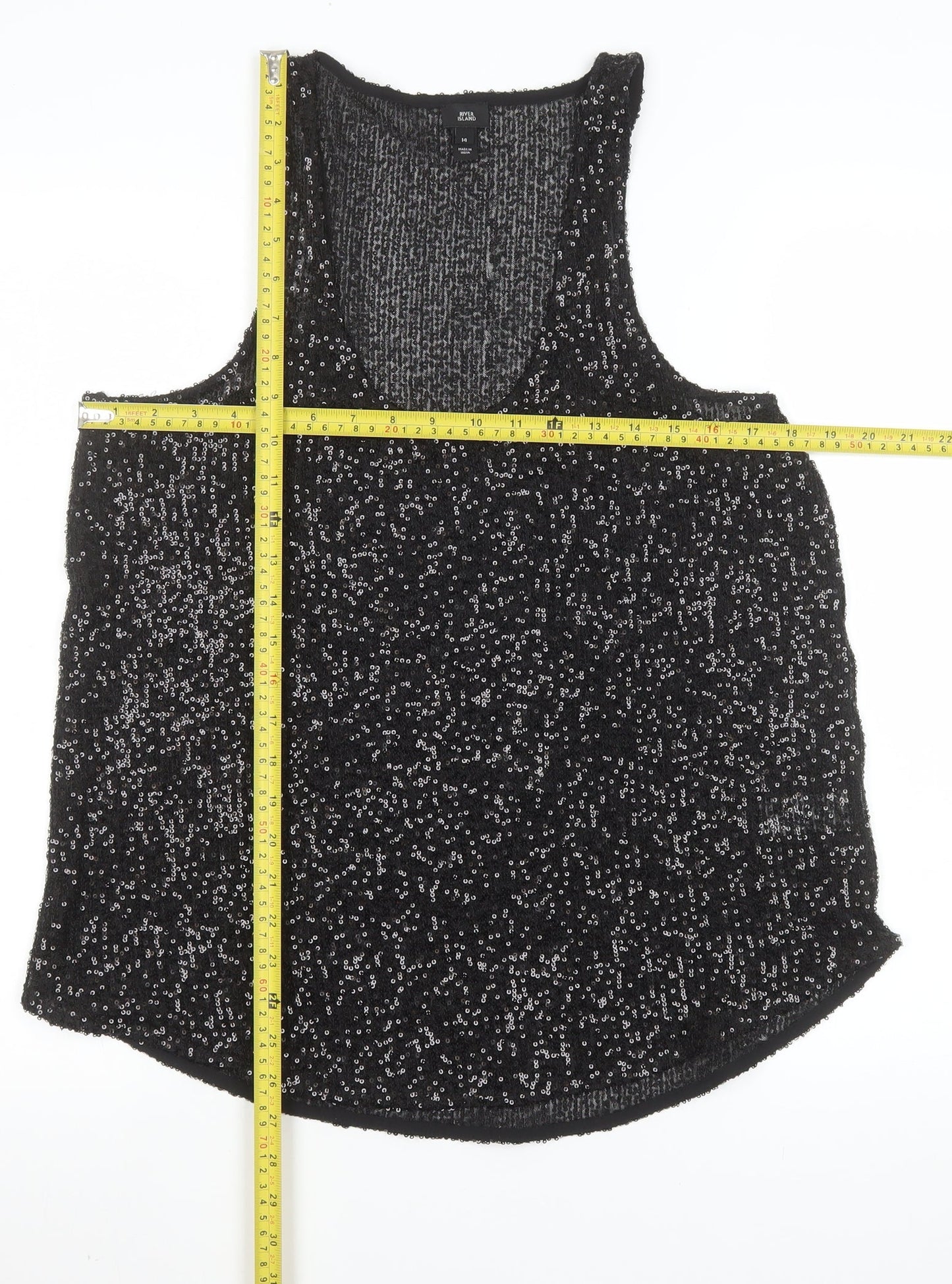 Womens UK Size 14 River Island Black Camisole Tank