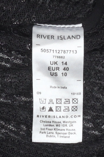Womens UK Size 14 River Island Black Camisole Tank