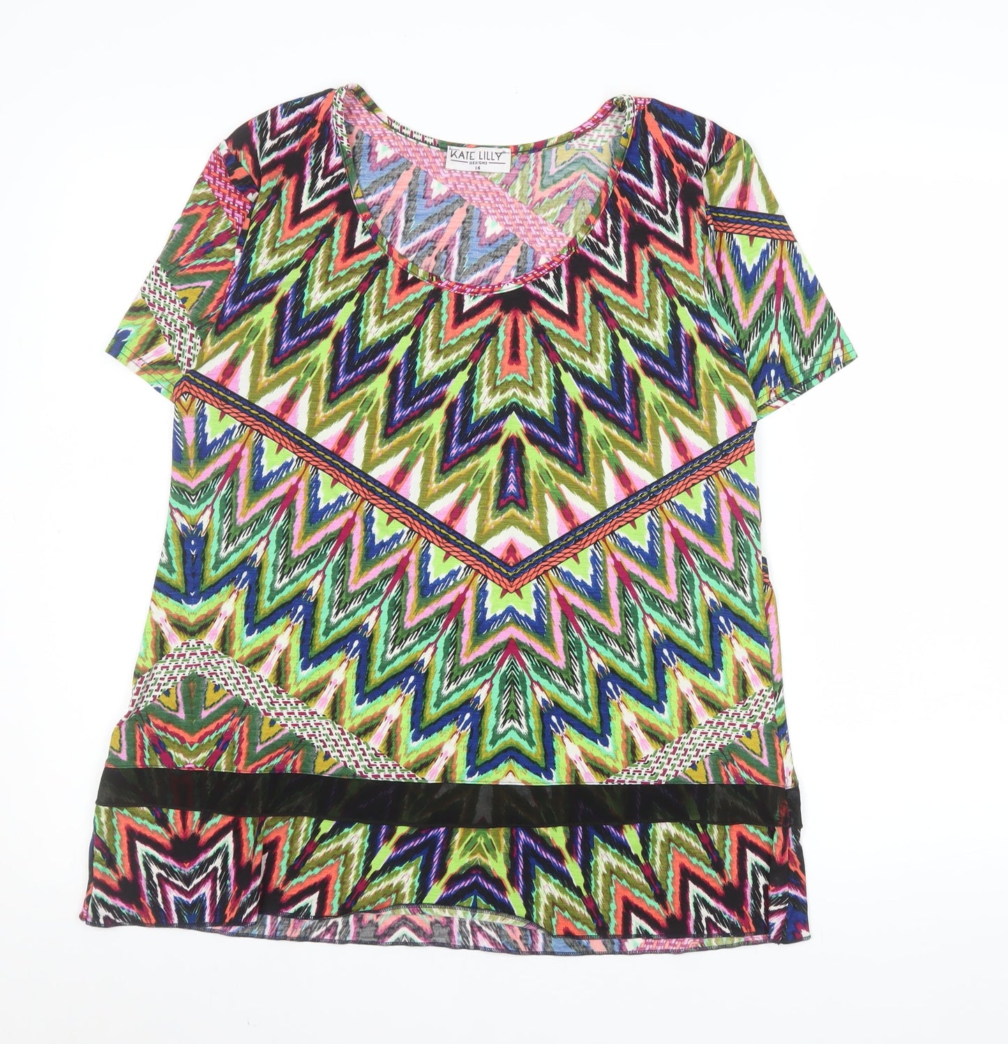 Womens UK Size 14 Kate Lilly Multicoloured Basic T-Shirt