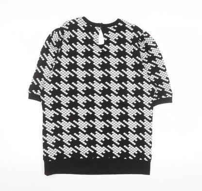 Savida Womens Black White Geometric Short Sleeve Top Size 12