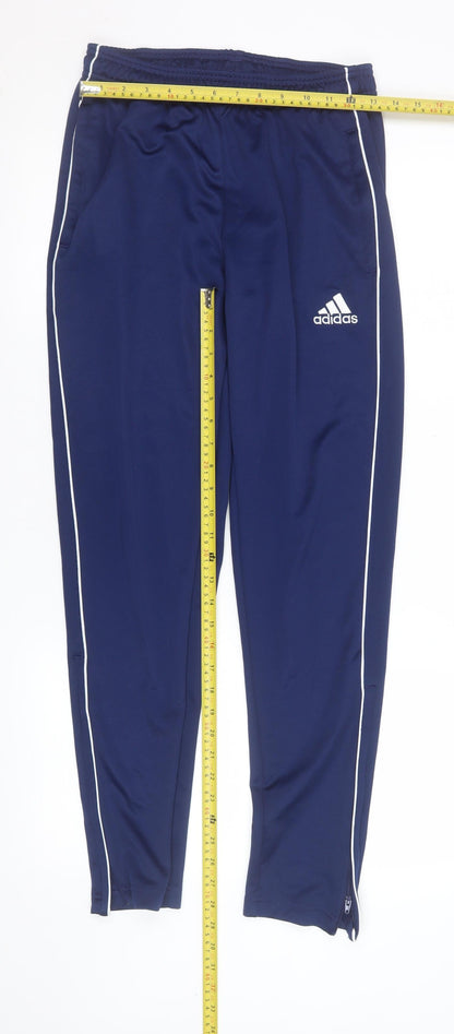 Adidas Boys Blue 13-14 Years Tapered Track Pants Quick Dry Polyester