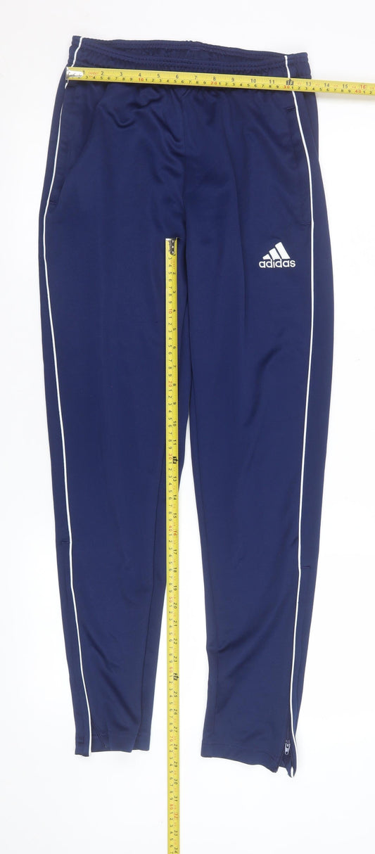 Adidas Boys Blue 13-14 Years Tapered Track Pants Quick Dry Polyester