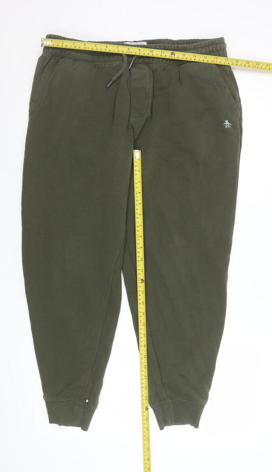 Mens UK Size L Original Penguin by Munsingwear Regular Fit Jogger Green Trousers