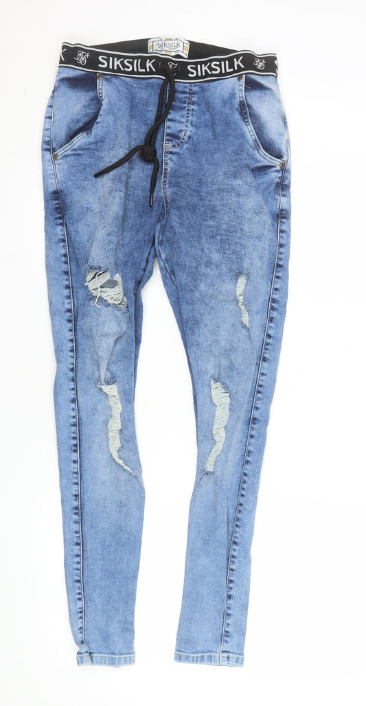 Mens UK Size S SikSilk Slim Fit Skinny Blue Jeans