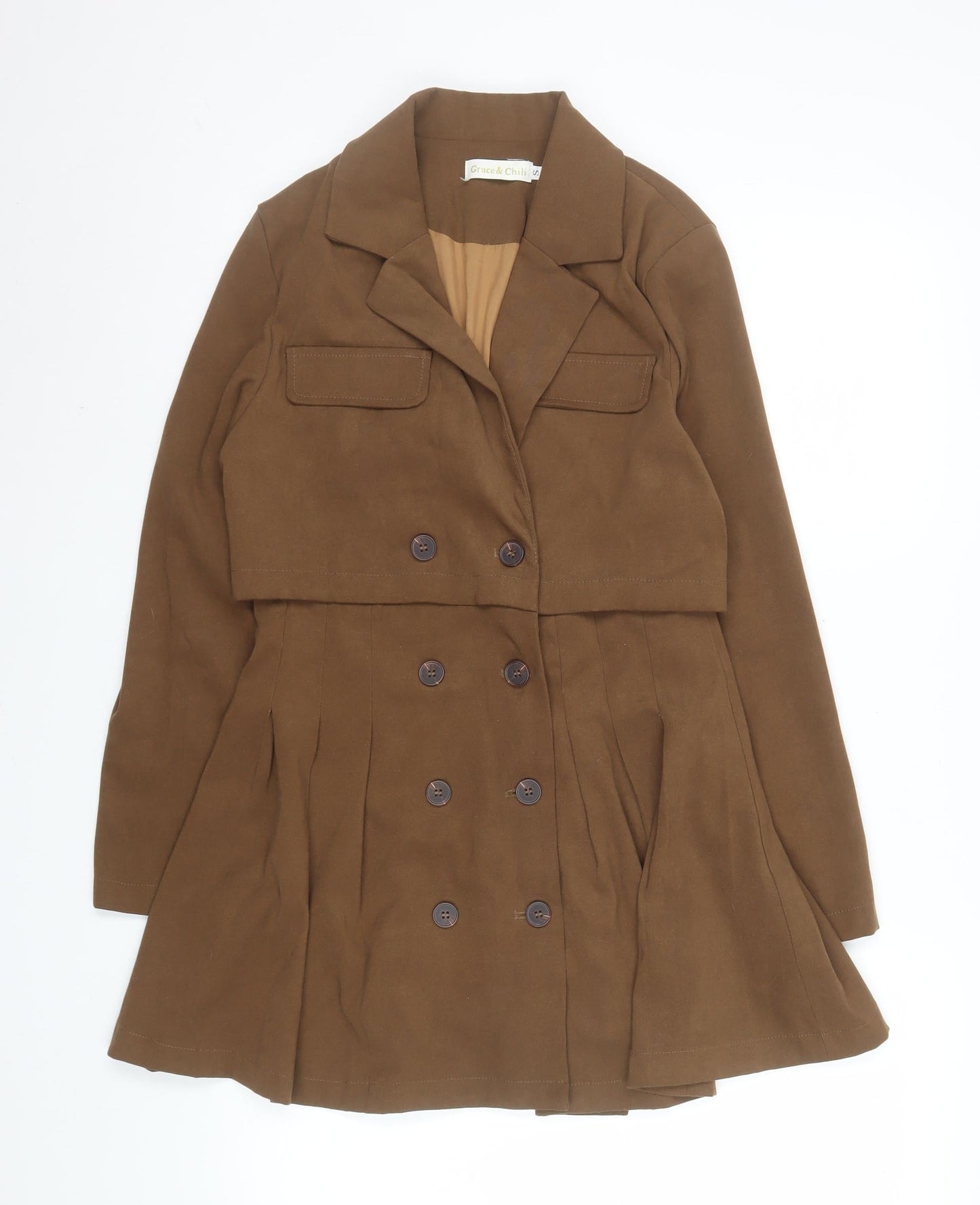 Womens UK Size S Grace & Chili Brown Trench Coat