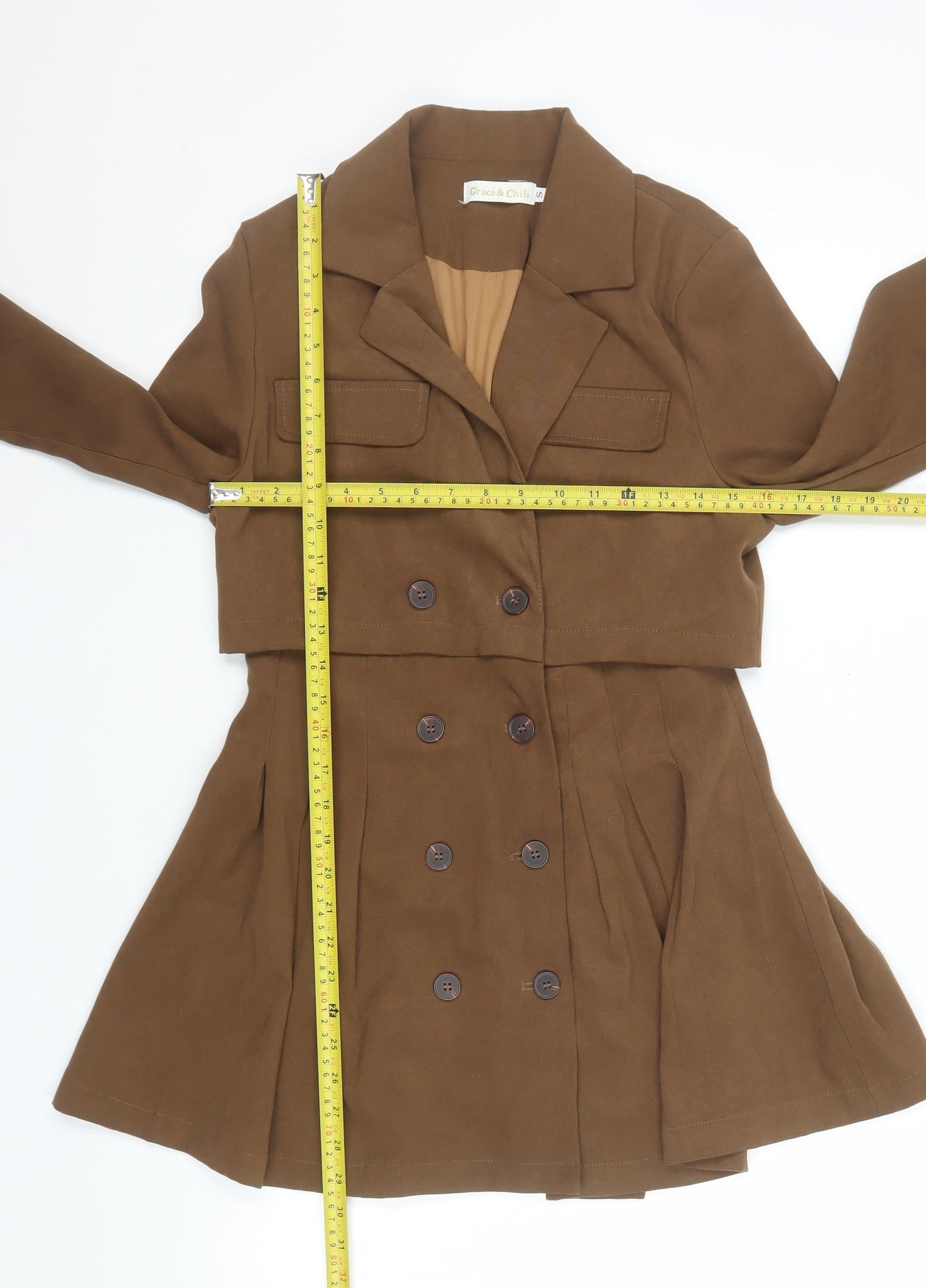 Womens UK Size S Grace & Chili Brown Trench Coat