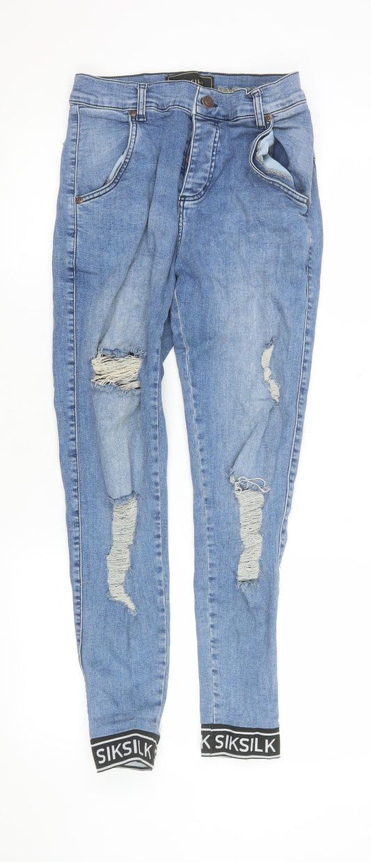 Mens UK Size S SikSilk Slim Fit Skinny Blue Jeans
