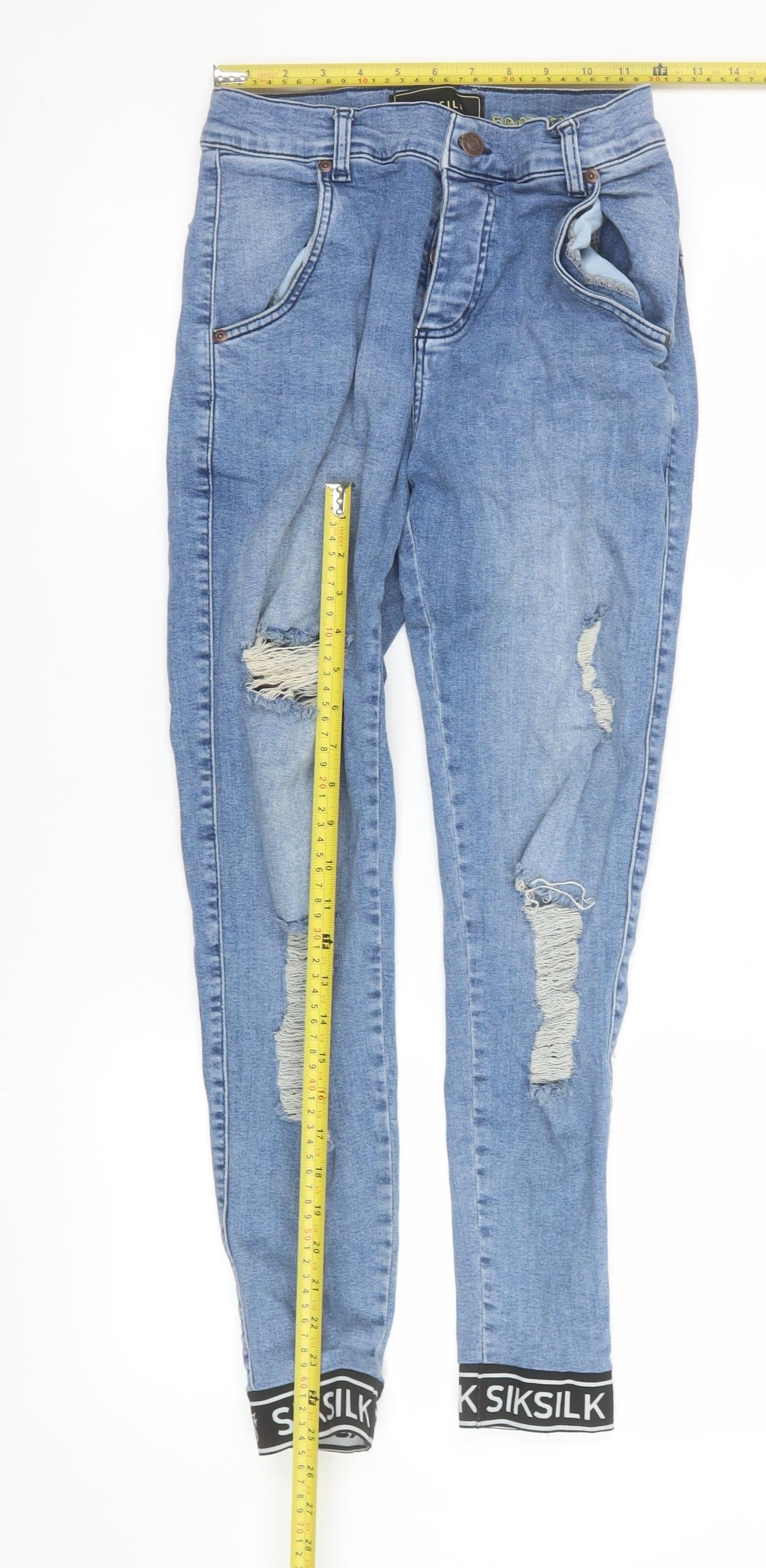 Mens UK Size S SikSilk Slim Fit Skinny Blue Jeans