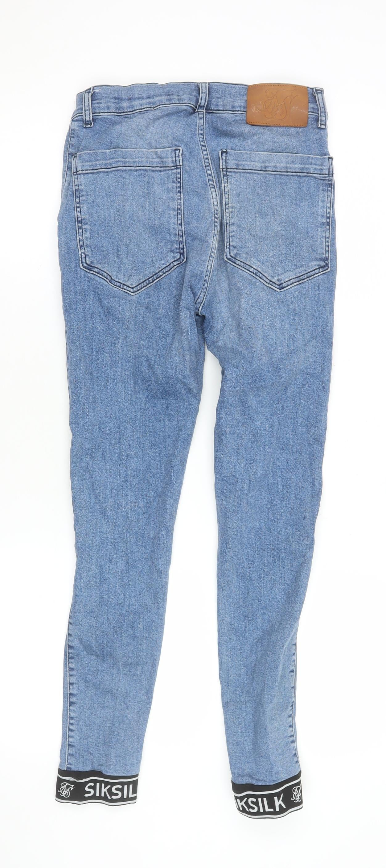 Mens UK Size S SikSilk Slim Fit Skinny Blue Jeans