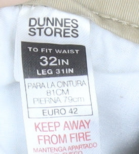Mens UK Size 32 in Dunnes Stores Regular Fit Chino Beige Trousers