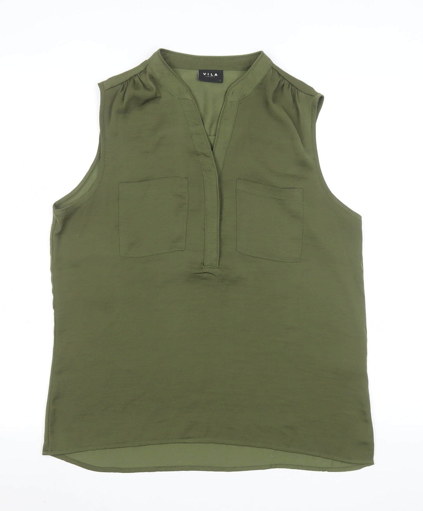 Womens UK Size L VILA Green Basic Blouse
