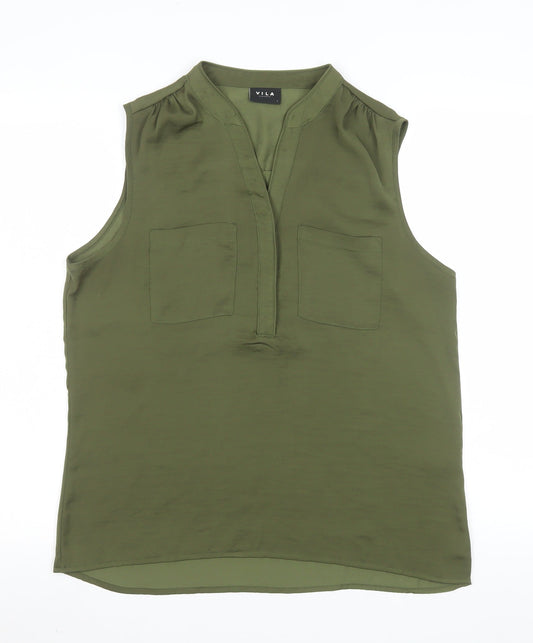 Womens UK Size L VILA Green Basic Blouse