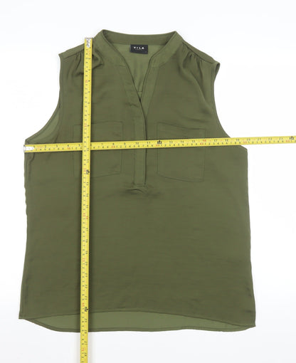 Womens UK Size L VILA Green Basic Blouse