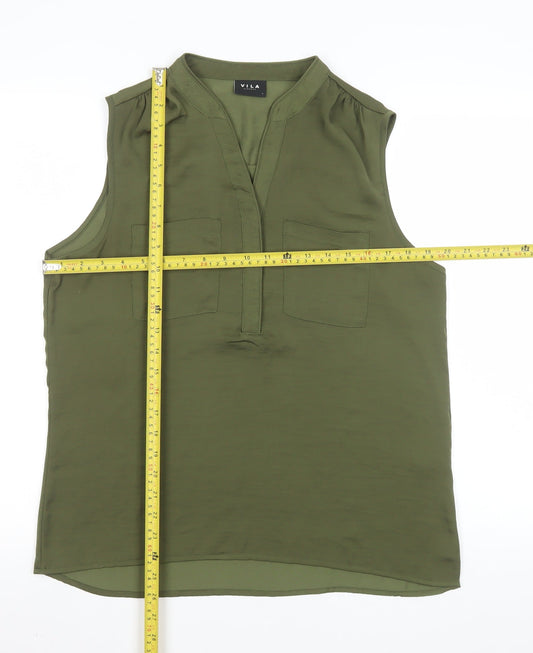 Womens UK Size L VILA Green Basic Blouse