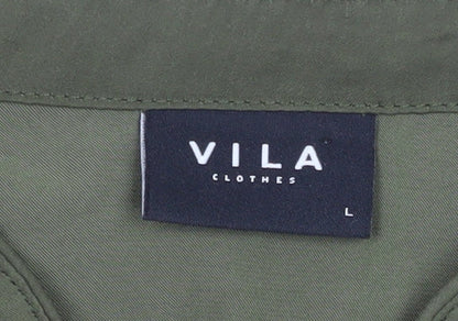 Womens UK Size L VILA Green Basic Blouse